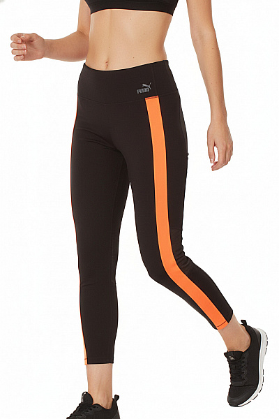 Puma Dámské černé Sportovní Legíny S Oranžovým Pruhem Vel. S
