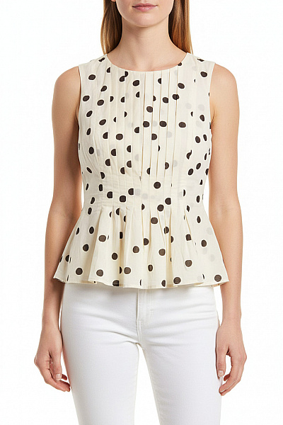 VERO MODA Dámská Halenka Bez Rukávů Puntíkovaná Bavlněná Letní Volná Velikost M