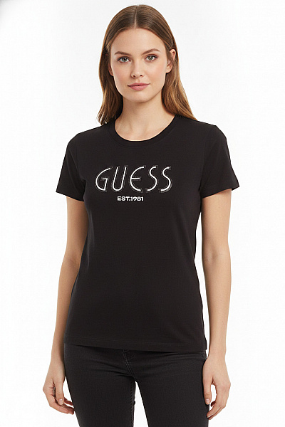 Guess Dámské Tričko S Krátkým Rukávem A Potiskem Basic Velikost L
