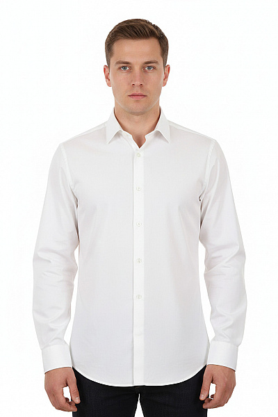 Pánské Bavlněné Košile S Dlouhým Rukávem Elegantní Business Bílé Vel. L
