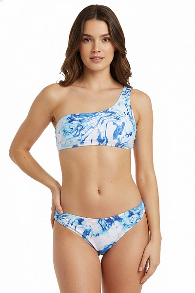 URBAN CLASSICS Dvoudílné Plavky Modré Batikované Asymetrické Vel. M