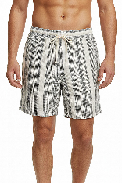 ONLY & SONS Pánské Bavlněné Kraťasy Pruhované Volnočasové S Gumou V Pase Vel. M