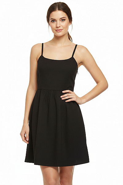 šaty Na Ramínka Krátké Bavlněné černé Letní Volnočasové Velikost XS