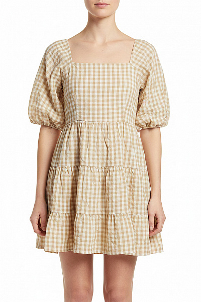 Dámské šaty Kostkované Letní Volnočasové Krátké Bavlněné Velikost 34