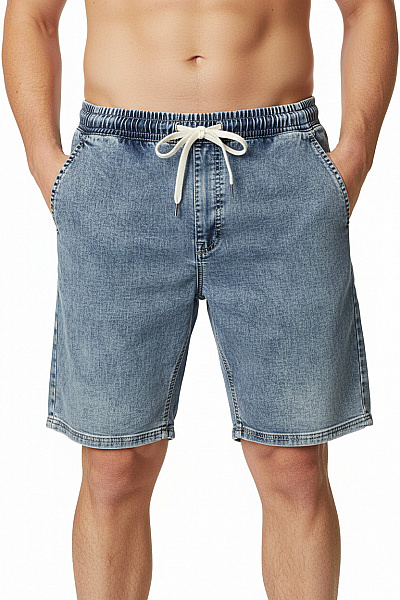 Pánské Džínové Kraťasy Volnočasové S Kapsami Modré Vel. 38