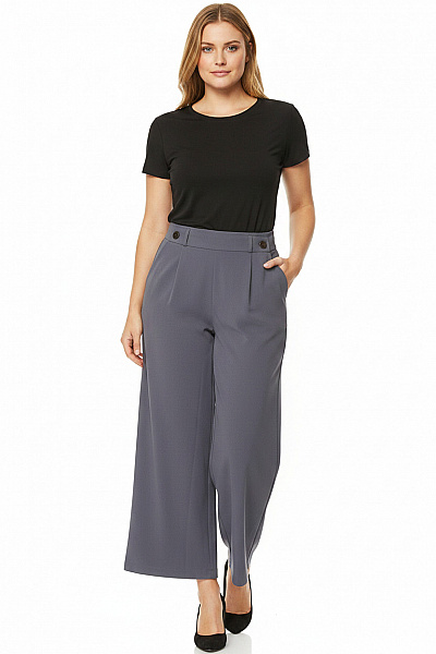 Judith Williams Dámské široké Kalhoty S Kapsami Volnočasové Elegantní šedé Velikost Xl