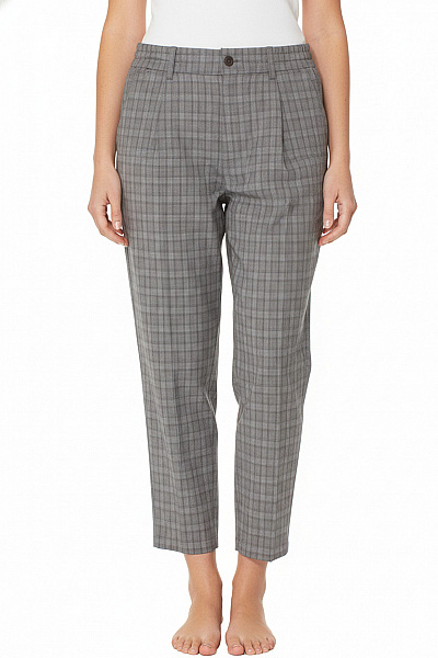 DRYKORN Dámské Kostkované Kalhoty Volnočasové Dlouhé šedé Velikost 34/32