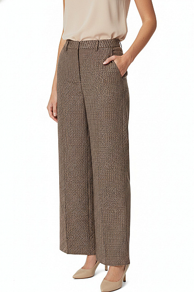 PIECES Dámské Kostkované Kalhoty Polyesterové široké Volnočasové Jarní Vel. M