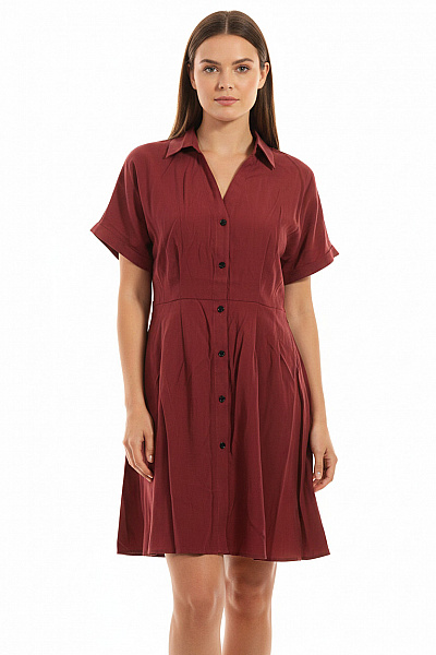 ONLY Dámské šaty Košilové Krátký Rukáv Letní Volnočasové červené Velikost L