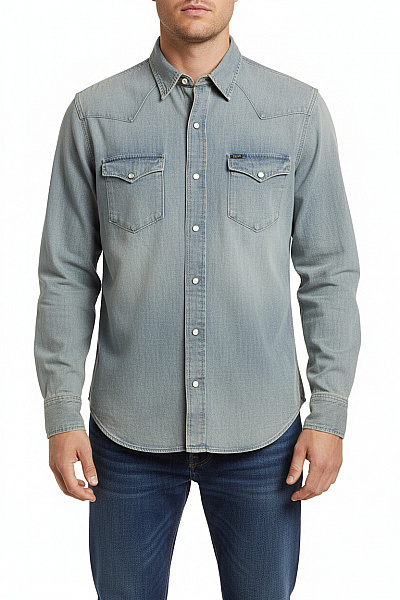 Ralph Lauren Pánská Riflová Košile S Dlouhým Rukávem Ležérní Westernová Modrá Vel. Xl