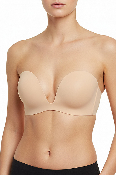 Magic Body Fashion Neviditelná Samolepicí Podprsenka S Hlubokým Výstřihem Hladká Béžová Velikost E