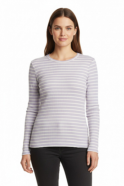 PIECES Dámské Tričko S Dlouhým Rukávem Pruhované Bavlněné Basic Velikost L