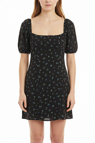 PULL&BEAR Dámská Halenka Krátký Rukáv Květinová černá Vel. L