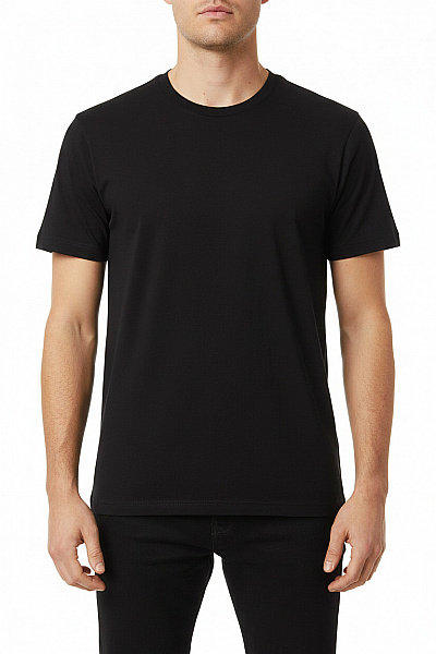 ANTIOCH Pánské Tričko černé Krátký Rukáv Jednobarevné Basic Vel. M