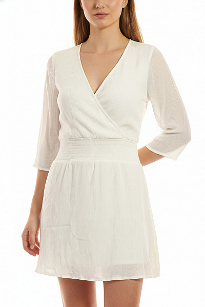 Vivance Dámské šaty Bílé Zavinovací S Dlouhým Rukávem Bavlněné Volnočasové Vel. 38
