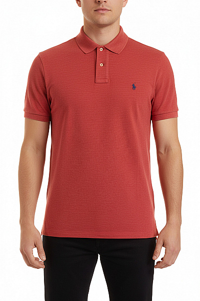 Ralph Lauren Pánské Bavlněné Tričko S Krátkým Rukávem A Límečkem červené Vel. L