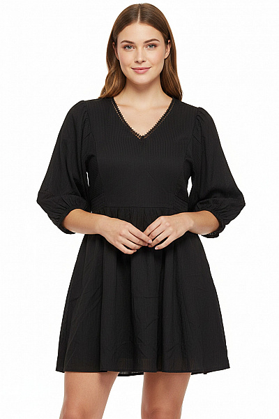 Dámské šaty Krátký Rukáv Volnočasové Krajkové černé Velikost 44