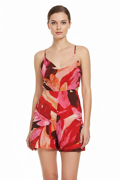 ONLY Barevný Květinový Overal Bez Rukávů Letní Vel. S