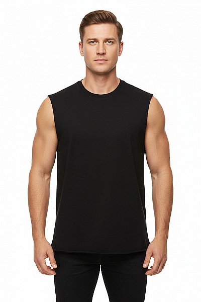 URBAN CLASSICS Pánské Bavlněné Tílko Basic černé Bez Rukávů S Kulatým Výstřihem Velikost XL
