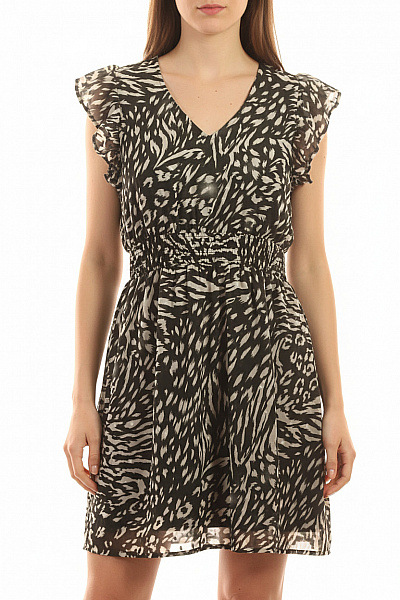 ONLY šaty Krátký Rukáv Zvířecí Vzor černobílé Volnočasové Letní Vel. M