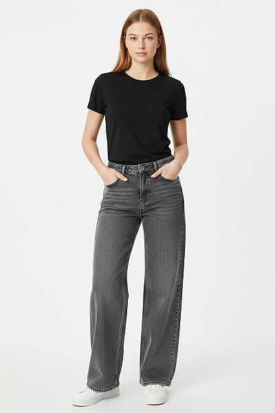 VERO MODA Dívčí Džíny široké Bavlněné šedé Vel. 164 CM