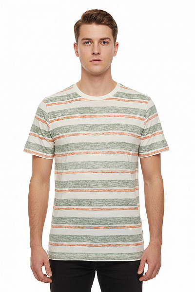 JACK & JONES Pánské Tričko S Krátkým Rukávem Pruhované Bavlněné Basic Velikost M