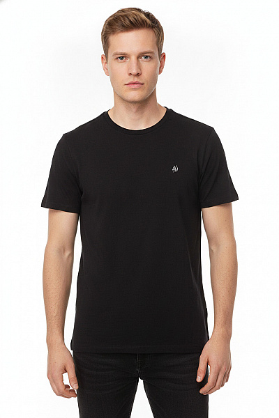 JACK & JONES Pánské Tričko S Krátkým Rukávem A Výšivkou Basic černé Vel. M