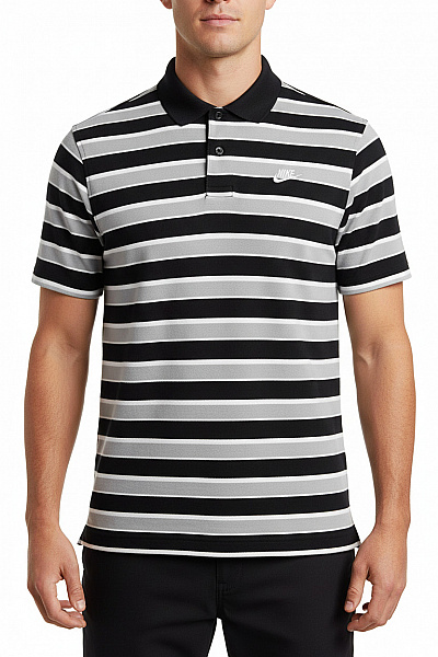 Nike Pánské Pruhované Polo Tričko S Krátkým Rukávem A Límečkem Vel. M
