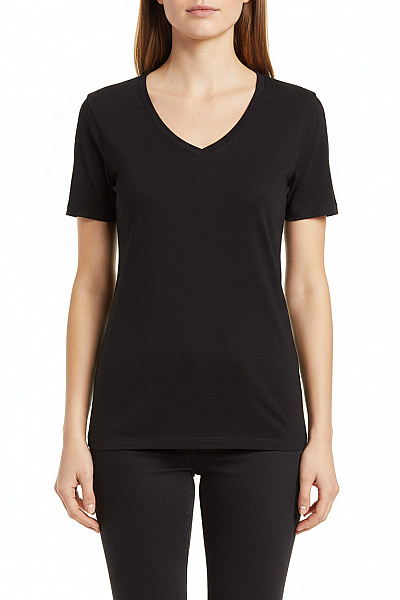 Street One Dámské Tričko černé S Krátkým Rukávem Basic Bavlna Modal Velikost 36