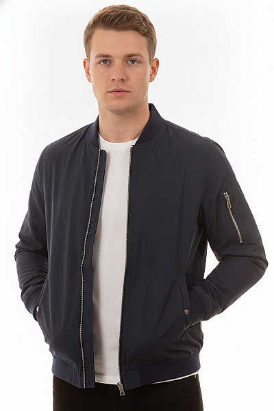 JACK & JONES Pánská Bomber Bunda Tmavě Modrá Se Zipem Moderní Vel. M