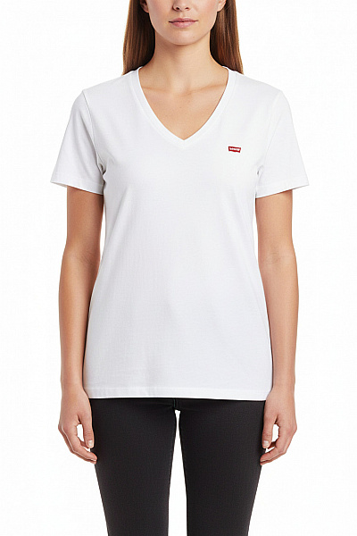 LEVIS Dámské Tričko S Krátkým Rukávem Bílé Basic Bavlna Velikost XL