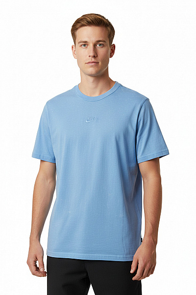 Nike Pánské Bavlněné Tričko S Krátkým Rukávem A Výšivkou Modré Basic Velikost M