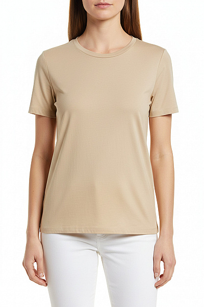 ONLY Dámské Bavlněné Tričko S Krátkým Rukávem Béžové Basic Vel. L