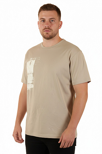 Hugo Boss Pánské Tričko S Krátkým Rukávem A Potiskem Béžové Bavlněné Velikost XXL