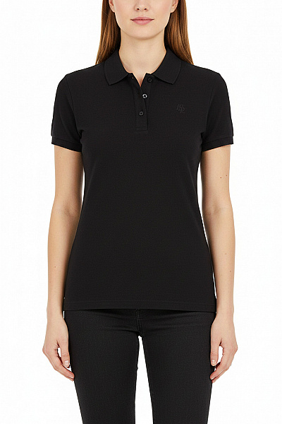 LeGer By Lena Gercke Dámské černé Polo Tričko S Krátkým Rukávem A Výšivkou Velikost 40