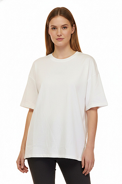 LeGer By Lena Gercke Dámské Tričko S Krátkým Rukávem Bílé S Výšivkou Basic Oversize Vel. 36