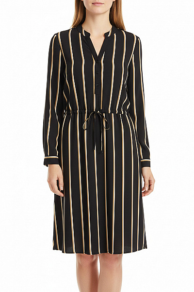 ONLY Dámské šaty S Dlouhým Rukávem černé Pruhované Volnočasové Vel. S