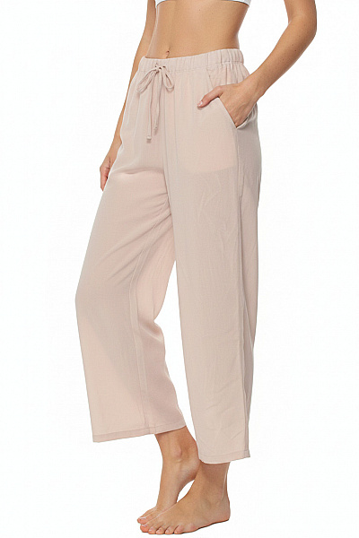 Dámské široké Kalhoty S Kapsami Volnočasové Růžové Velikost 38