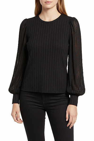 VERO MODA Dámská černá Halenka S Dlouhým Rukávem A Průstřihy Vel. S