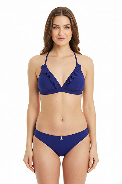 SHIWI Dámské Dvoudílné Plavky Modré S Volánky Trojúhelníkové Velikost 36