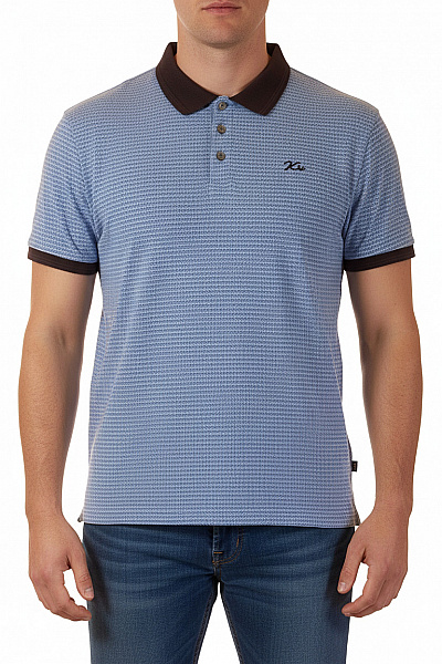 Koroshi. Pánské Tričko S Krátkým Rukávem A Límečkem Modré Velikost Xl