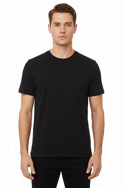 Bershka Pánské Tričko S Krátkým Rukávem Basic Bavlněné černé Vel. M