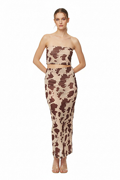 Dámská Dlouhá Sukně S Potiskem Hnědá Vel. 34