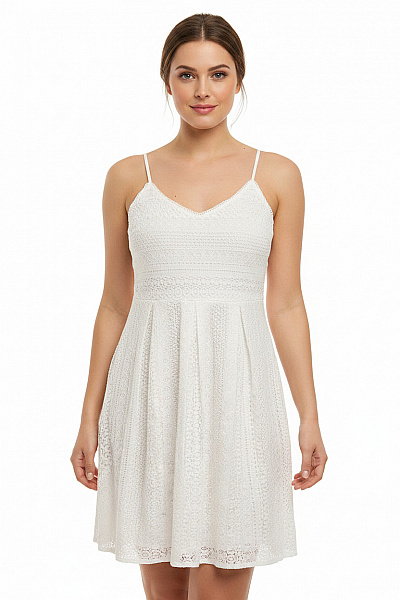 VERO MODA Bílé Krajkové šaty Na Ramínka Letní Boho Bavlněné Vel. XL