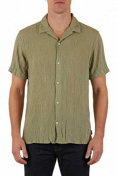 JACK & JONES Pánské Bavlněné Košile Krátký Rukáv Zelené Letní Ležérní Vel. L