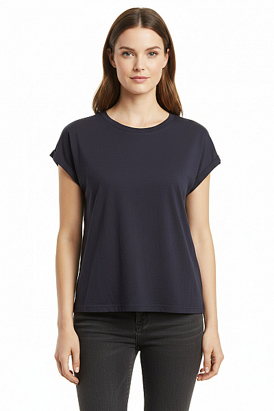 Numph Dámské Tričko S Krátkým Rukávem Modré Basic Modalové Vel. L