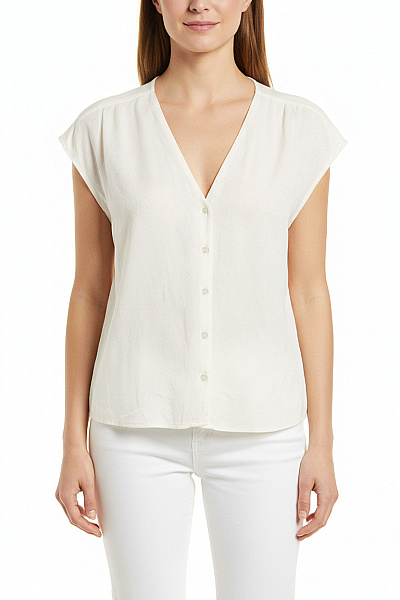 WE  Dámská Košile Bílá Krátký Rukáv Volná Ležérní Letní Vel. M