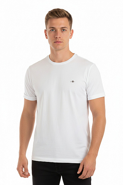 GANT Pánské Tričko S Krátkým Rukávem Bílé Jednobarevné Basic S Výšivkou Vel. M
