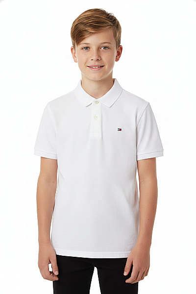 TOMMY HILFIGER Chlapecké Tričko S Límečkem Bílé Vel. 176 CM