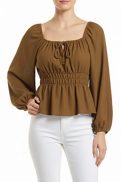 Dorothy Perkins Hnědá Halenka S Dlouhým Rukávem A Vázačkou Vel. 40